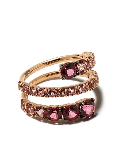Shop Brumani 18kt Rose Gold Topaz Yara Ring In Rose Gold And Pink