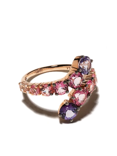 Shop Brumani 18kt Rose Gold Topaz Yara Ring In Rose Gold And Pink