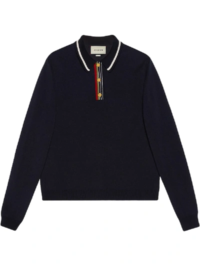 Shop Gucci Stripe-detail Polo Shirt In Blue