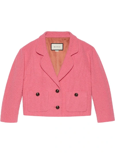 Shop Gucci Boxy Tweed Jacket In Pink