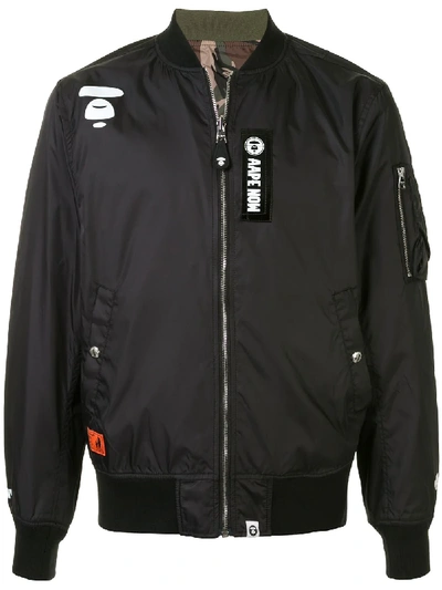 Shop Aape By A Bathing Ape Patchwork Bomber Jacket In Black