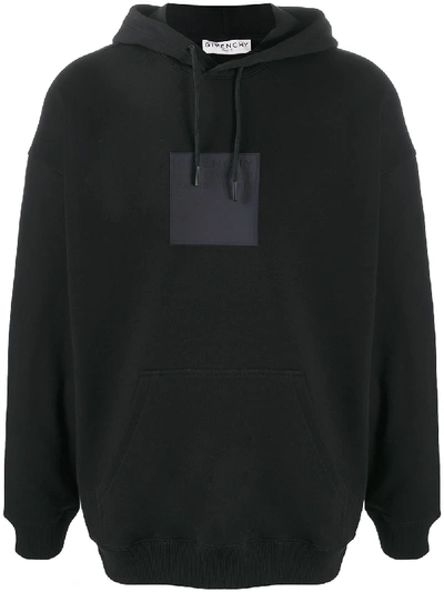 Shop Givenchy Square Logo Patch Hoodie In Black