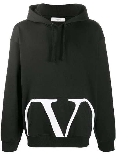 Shop Valentino Vlogo Hooded Sweatshirt In Black