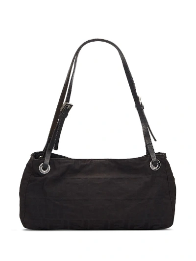 Pre-owned Fendi Monogram Pattern Shoulder Bag In Black