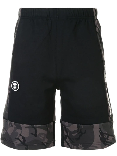 Shop Aape By A Bathing Ape Contrast Panel Track Shorts In Black
