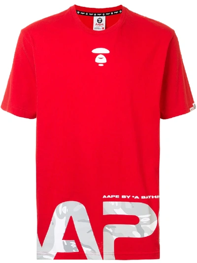 Shop Aape By A Bathing Ape Logo T-shirt In Red
