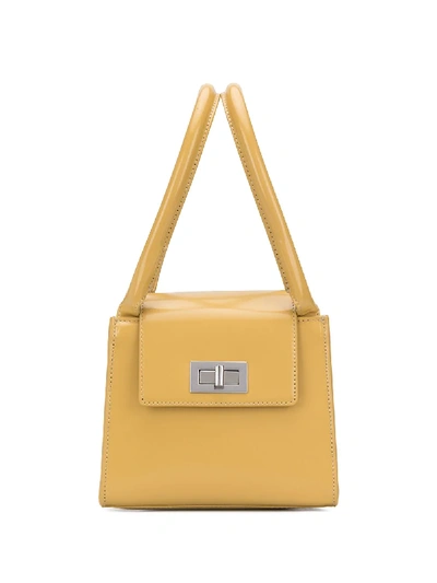 Shop By Far Turn-lock Structured Tote In Yellow