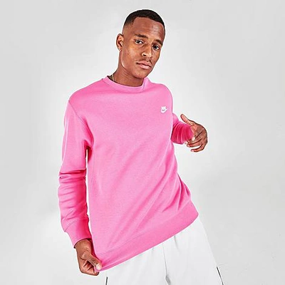Shop Nike Sportswear Club Fleece Crewneck Sweatshirt In Pink