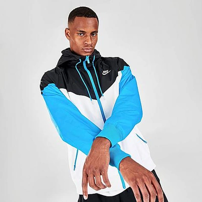 Shop Nike Men's Sportswear Colorblock Windrunner Hooded Jacket In White