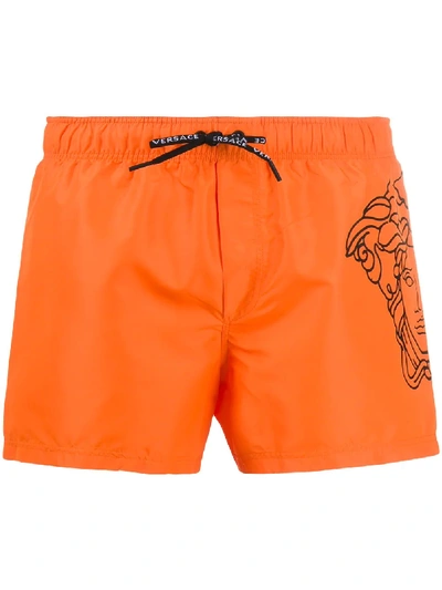 Shop Versace Pop Medusa Swim Shorts In Orange