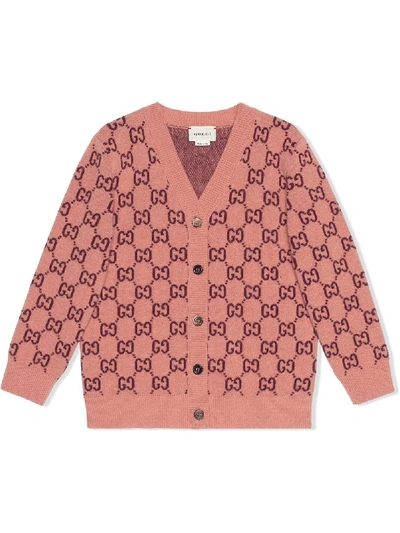 Shop Gucci Gg V-neck Buttoned Cardigan In Pink