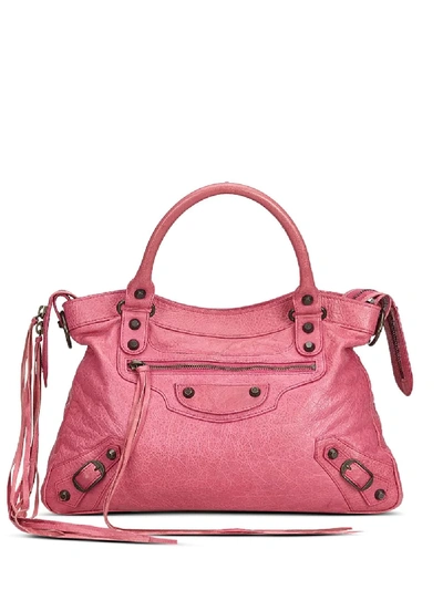 Pre-owned Balenciaga Motocross Satchel In Pink