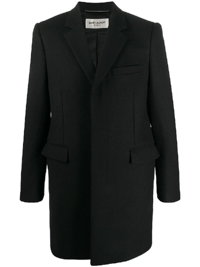 Shop Saint Laurent Single-breasted Coat In Black