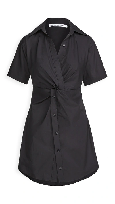 Shop Alexander Wang T Crisp Poplin Mini Shirt Dress In Black