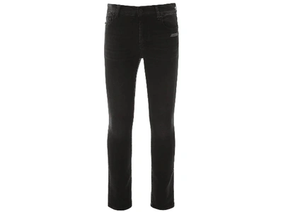 Pre-owned Off-white Skinny Fit Denim Jeans Black/white