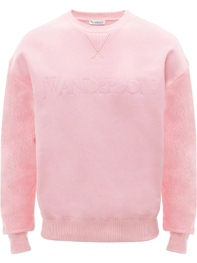 Shop Jw Anderson Embroidered Logo Sweatshirt In Pink