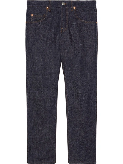 Shop Gucci Mid-rise Tapered Jeans In Blue