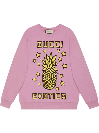 Shop Gucci Exotica Pineapple-print Sweatshirt In Purple