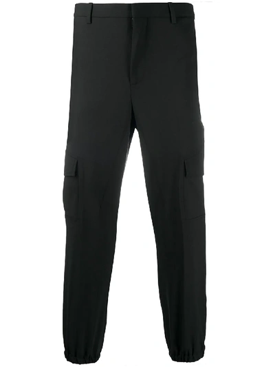 Shop Neil Barrett Gathered-ankle Tailored Trousers In Black