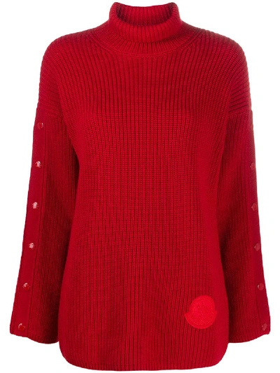 Shop Moncler Roll Neck Jumper In Red