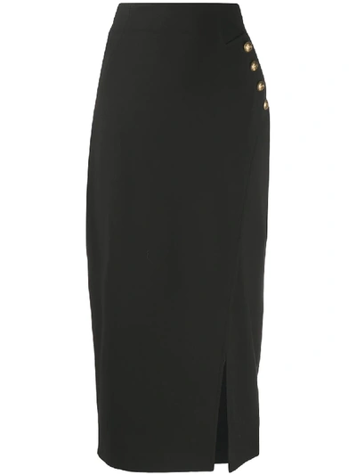Shop Pinko Button Detail Pencil Skirt In Black