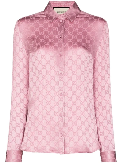Shop Gucci Gg Supreme Jacquard Shirt In Pink