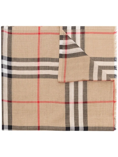 Shop Burberry Giant Vintage Check Scarf In Brown
