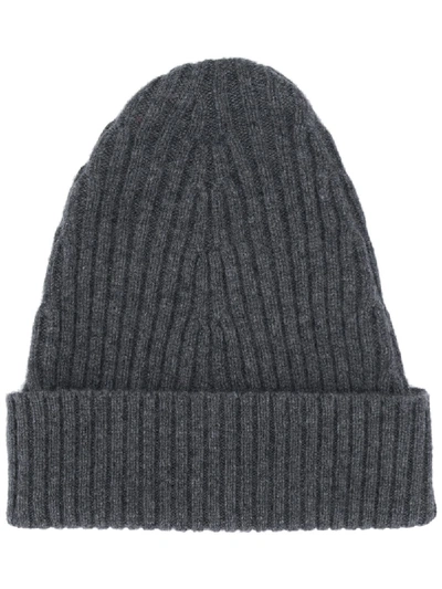 Shop Maison Margiela Knitted Beanie Hat In Grey