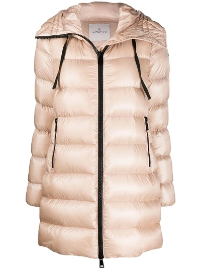 Shop Moncler Mid-length Puffer Jacket In Pink