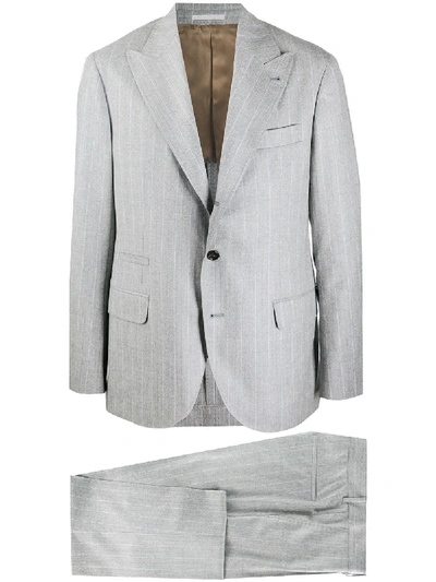 Shop Brunello Cucinelli Striped Two-piece Suit In Grey