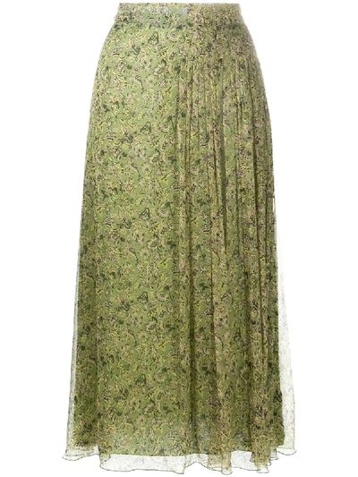 Shop Luisa Cerano Midirock Mit Blumen-print In Green