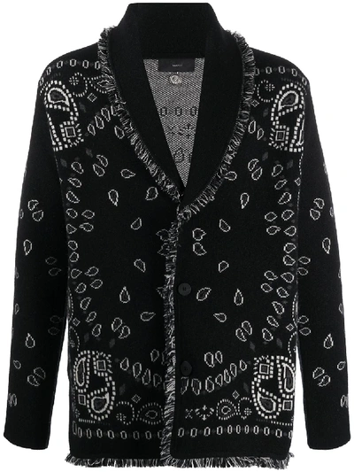 Shop Alanui Paisley Intarsia Cardigan In Black