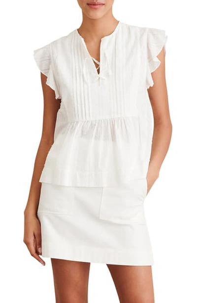 Shop Alex Mill Swiss Dot Ruffle Sleeve Top In White