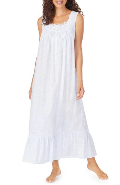 Shop Eileen West Lace Trim Cotton Nightgown In White Ground Peri Mono Floral