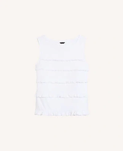 Shop Ann Taylor Tiered Ruffle Shell Top In White