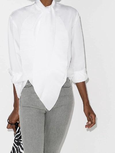 Shop Givenchy Scarf-neck Long-sleeve Blouse In White