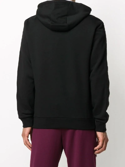 Shop Fendi Ff Stripe Hooded Sweatshirt In Black