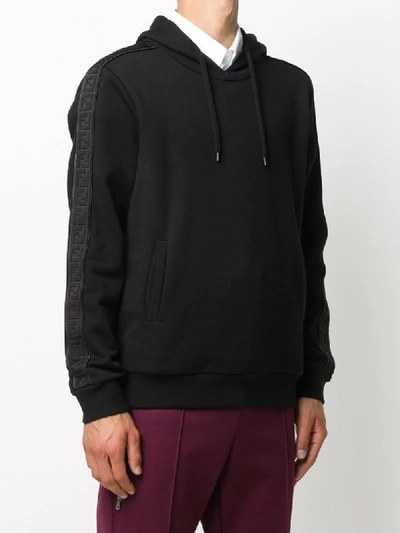 Shop Fendi Ff Stripe Hooded Sweatshirt In Black