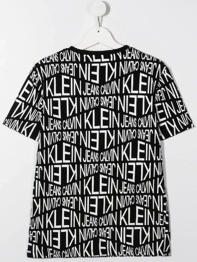 Shop Calvin Klein Teen Logo Print T-shirt In Black