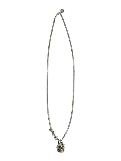 Shop Alexander Mcqueen Snake Necklace With Snake In Argento