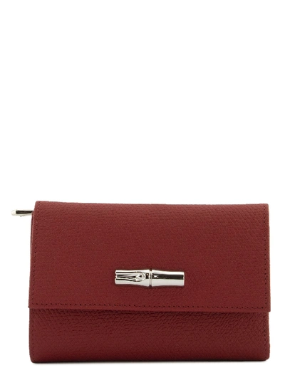 Shop Longchamp Roseau - Compact Wallet In Red