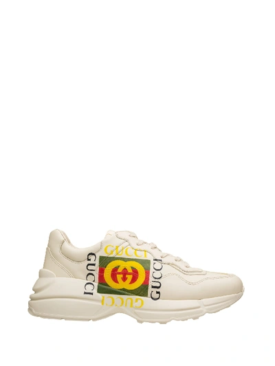 Shop Gucci Rhyton Ivory With Logo Sneaker In Ivoire