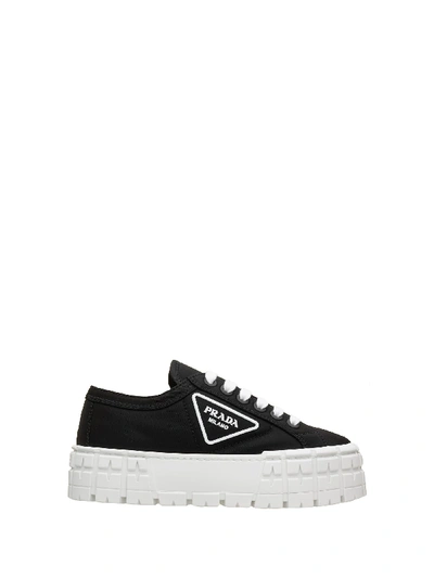 Shop Prada Wheel Sneaker In Black White