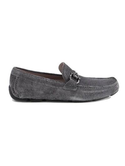 Shop Ferragamo Front 4 Loafer In Grey/brown