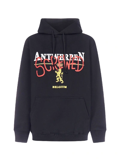 Shop Vetements Screwed Oversized Cotton Hoodie In Black