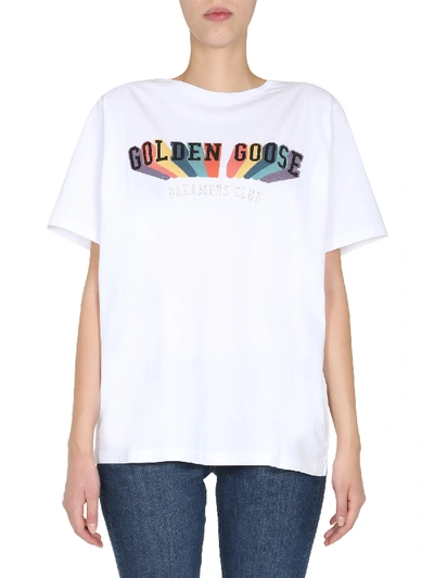 Shop Golden Goose Round Neck T-shirt In Bianco