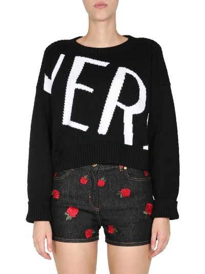 Shop Versace Crew Neck Sweater In Nero