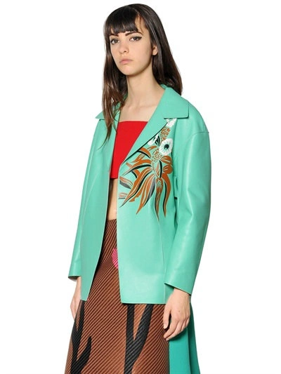 Marni Double Face Nappa Leather Jacket In Mint