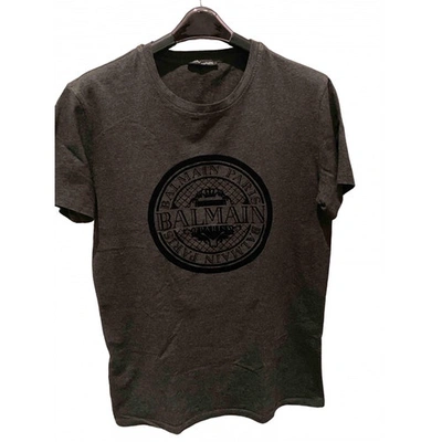 Pre-owned Balmain Anthracite Cotton T-shirt