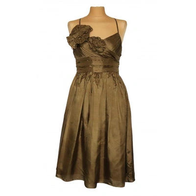 Pre-owned Hoss Intropia Silk Mid-length Dress In Khaki